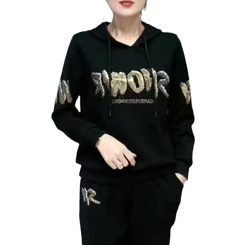 Tvådelat tracksuit-set med strass