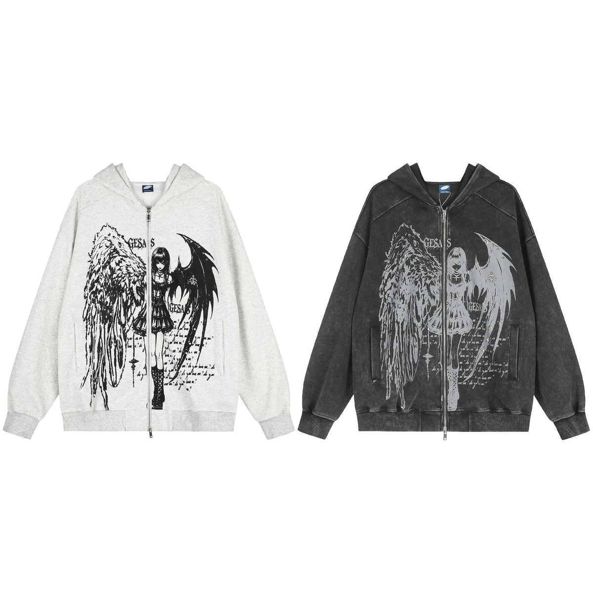 Hoodie-jacka med grafiskt tryck