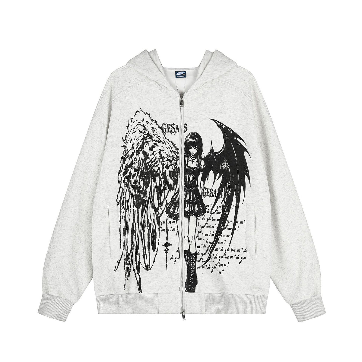 Hoodie-jacka med grafiskt tryck