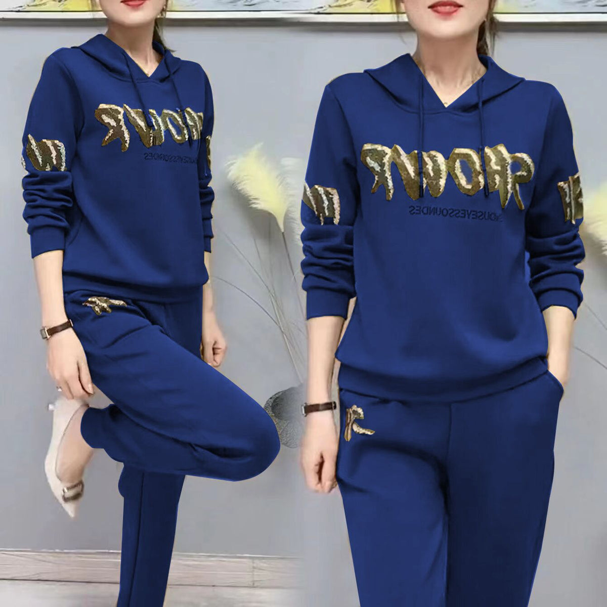 Tvådelat tracksuit-set med strass