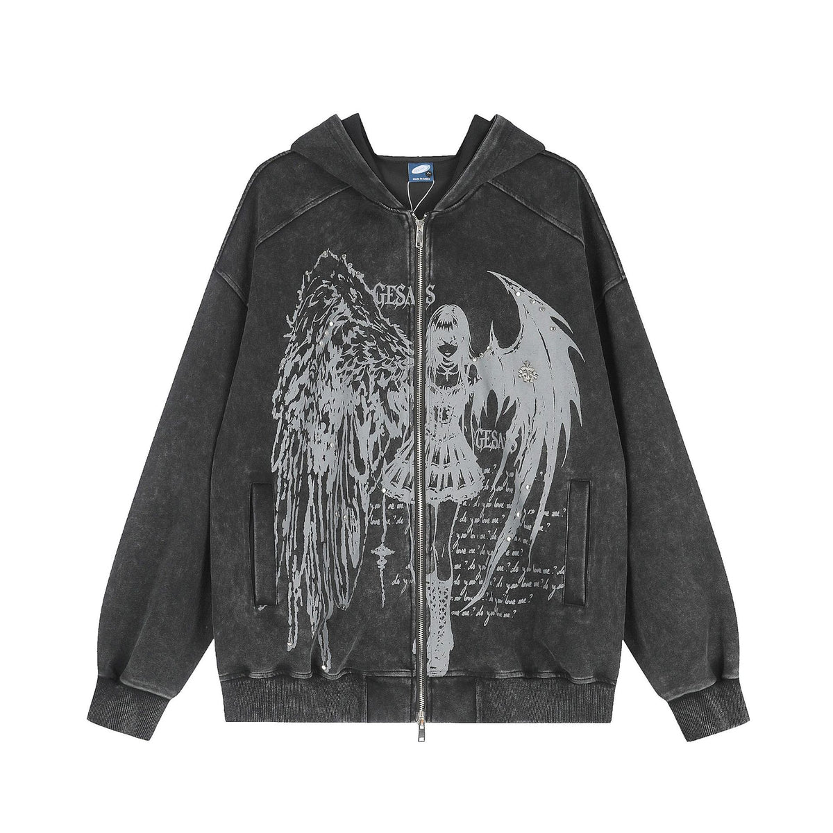 Hoodie-jacka med grafiskt tryck